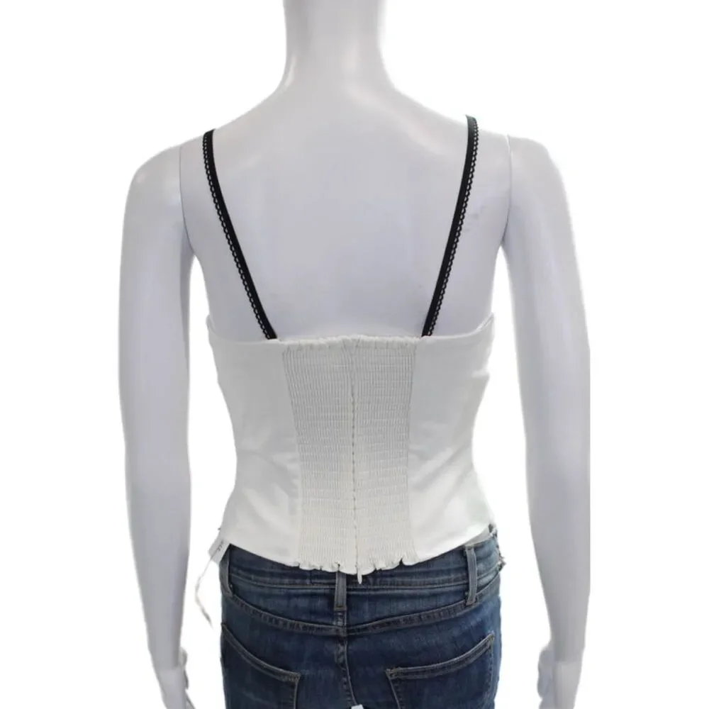 Reformation Womens Corset Top White Sweetheart Polyester Zip Sleeveless Size 2_3